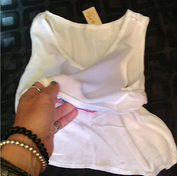 NWT Fun&Flirt - Japna Embroidered Lined Gauzy Crop - Picture 7 of 8